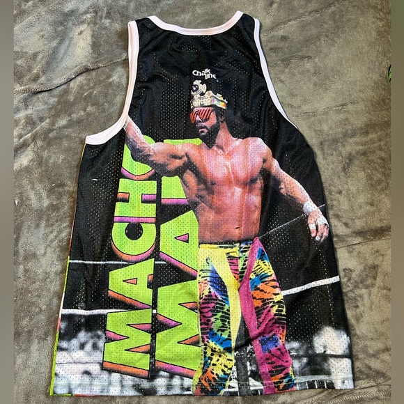 WWE WWF CHALKLINE MACHO MAN RANDY SAVAGE JERSEY - size small - Picture 2 of 2